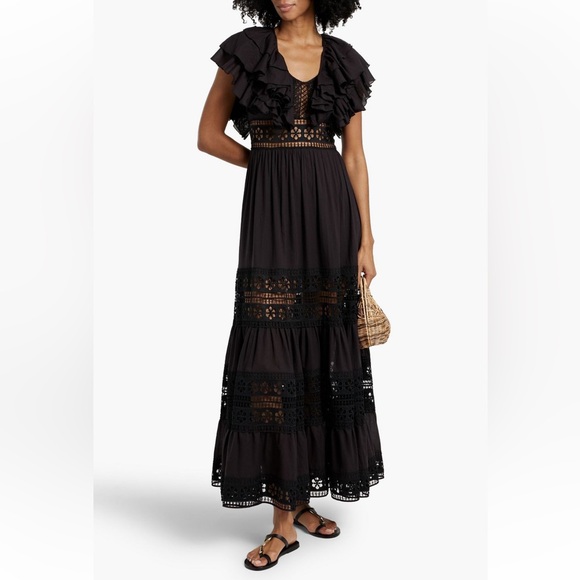 STUNNING!! Vivida ruffled guipure lace-trimmed cotton-blend voile dress size 4US - Picture 1 of 4